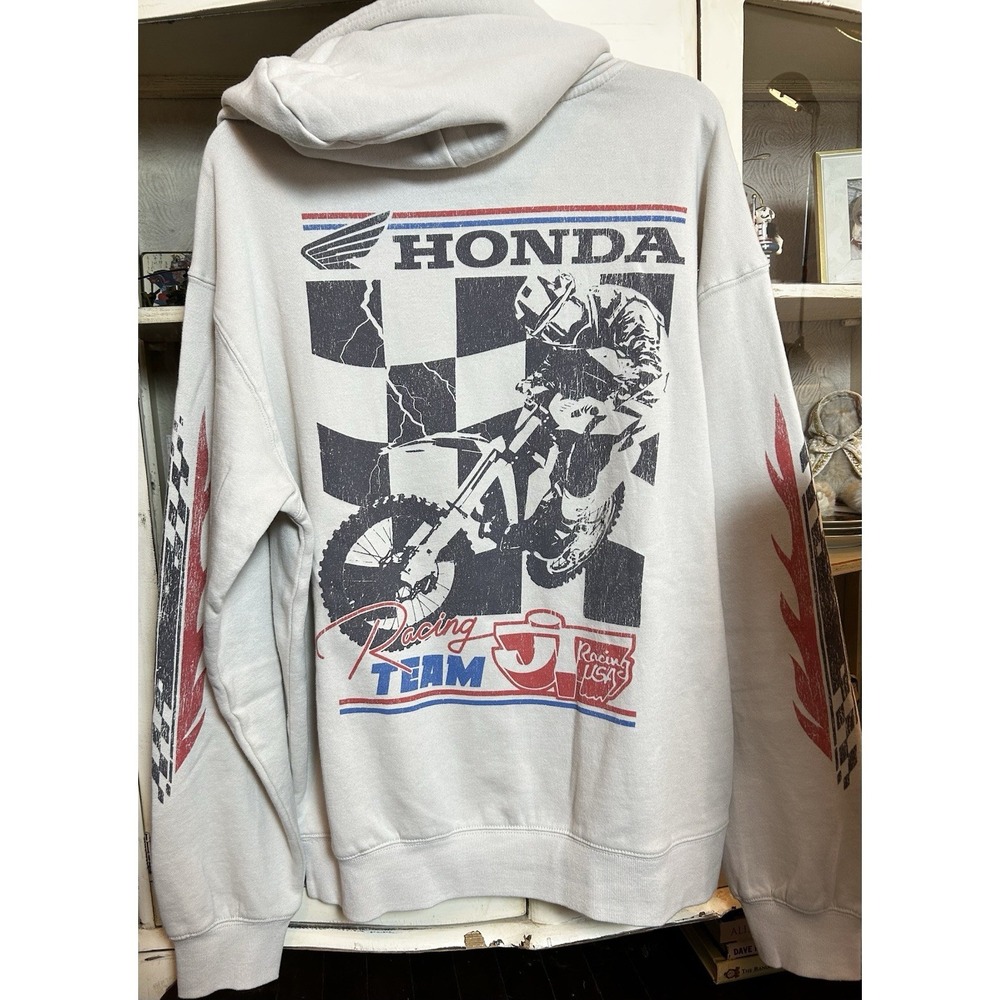 NEW! Aeropostale Men's Honda Racing Team Cream Sweatshirt Size Medium 60% Cotton